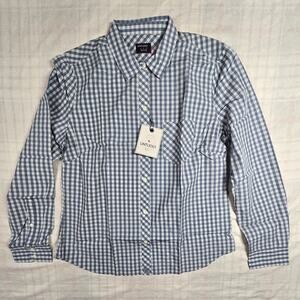 Untuckit Womens Button Down Shirt Crispo Long Sleeve 100% Cotton Gingham 6 NWT
